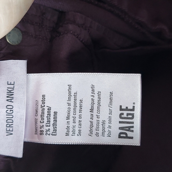 Purple/ Maroon Jeans by Paige, size 27 - Picture 9 of 9